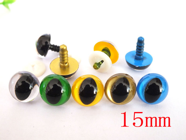 50pcs 15 mm Mixed colors Safety Eyes cat eyes toy accessories Amigurumi  Animals Eyes with washers - AliExpress